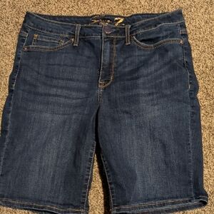 Seven7 Dark Blue Denim Bermuda Shorts